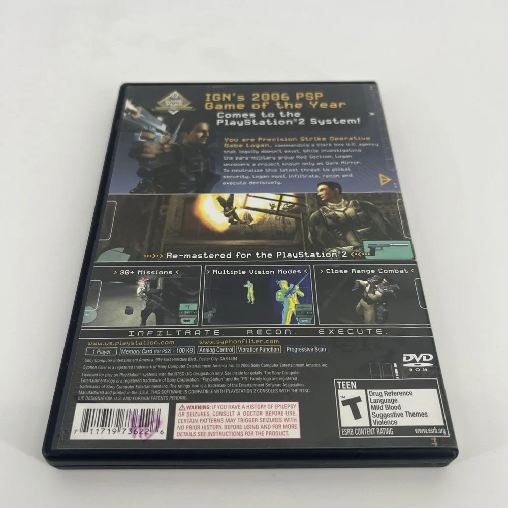 PS2 Syphon Filter Dark Mirror (PlayStation 2, 2007) COMPLETE, TESTED & WORKING!